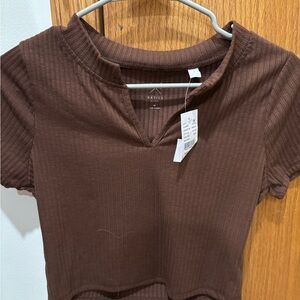 Asics Brown Ribbed Women's Top